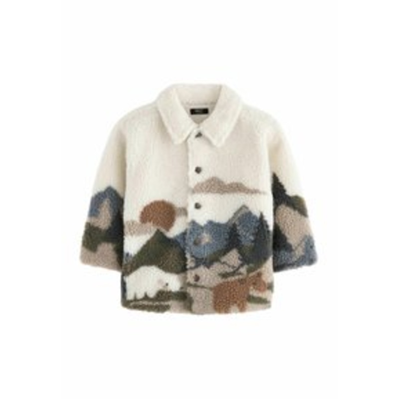 Next BORG-REGULAR FIT – Fleecejacke – white scenic print/wei