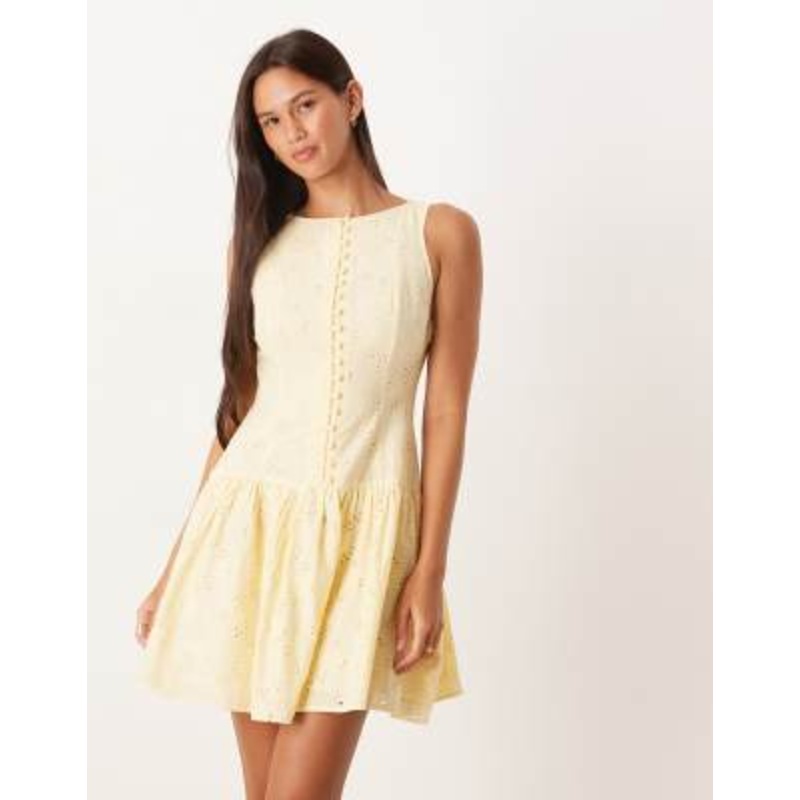 Nobody’s Child Claudia tailored dropped waist mini dress in yellow