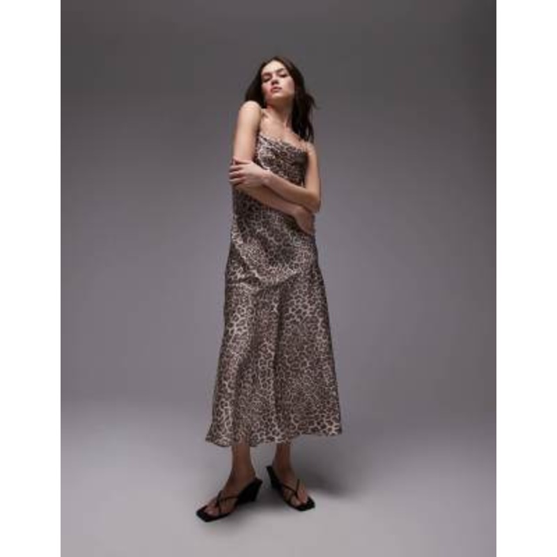 & Other Stories maxi cami slip dress with low back in leopard print