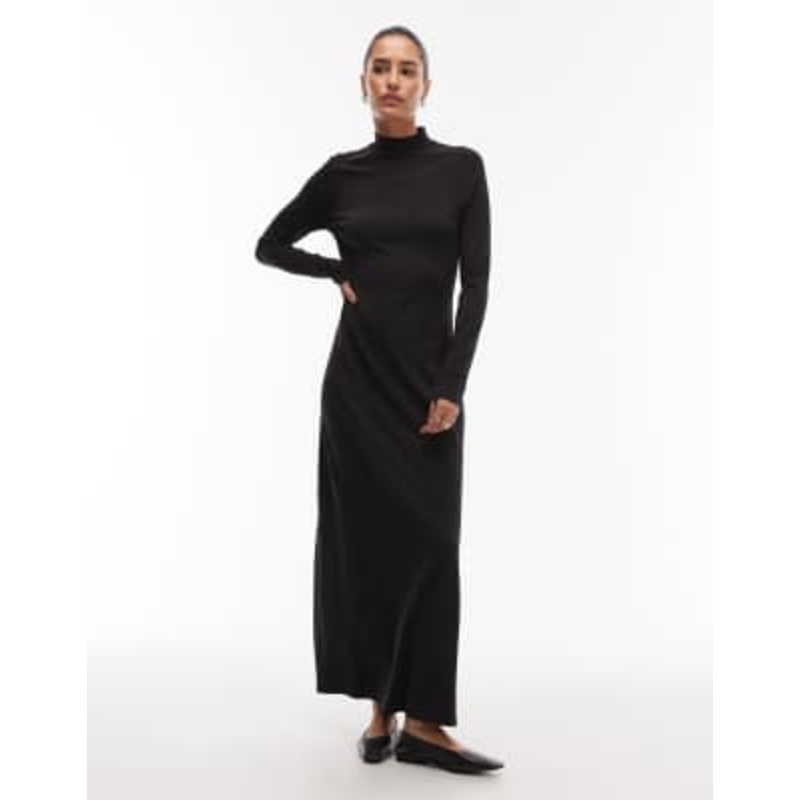ARKET soft touch long sleeve maxi dress in black