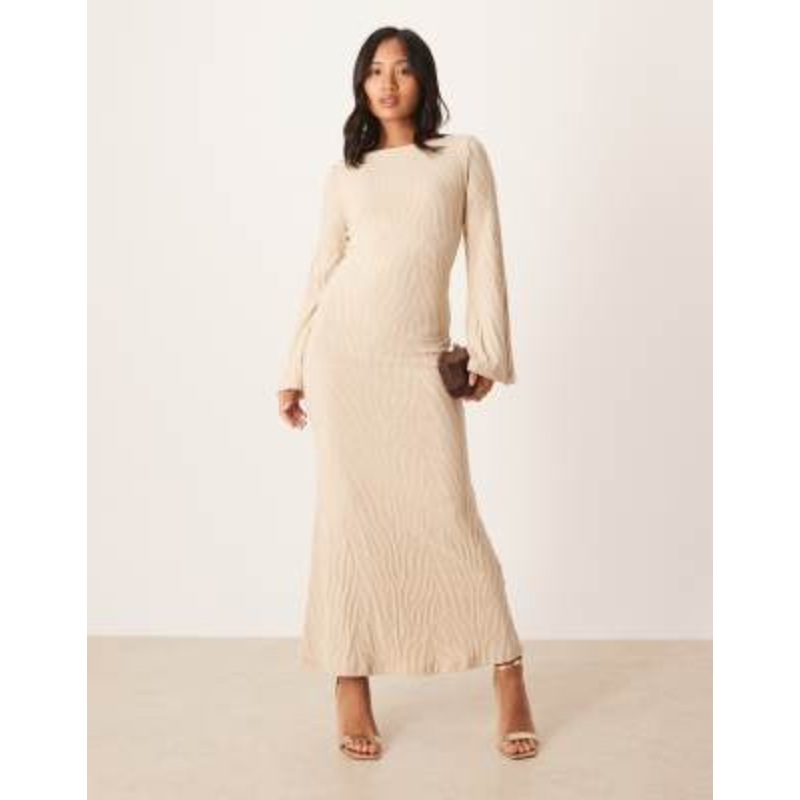 VILA Petite knit maxi dress in neutral zebra print