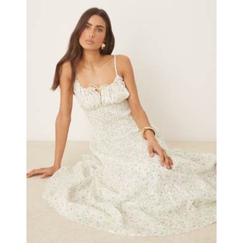 Amy Jane London Mae shirred waist cami midi dress in wildflower