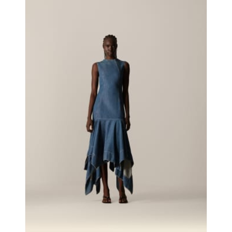 ARRANGE square cut midi dress in denim