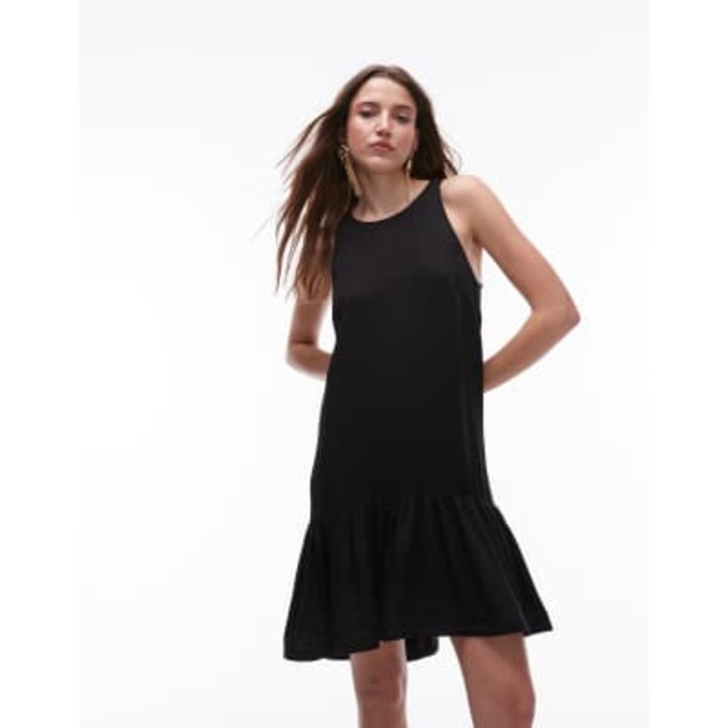 & Other Stories sleeveless mini dress with dropped waist in black