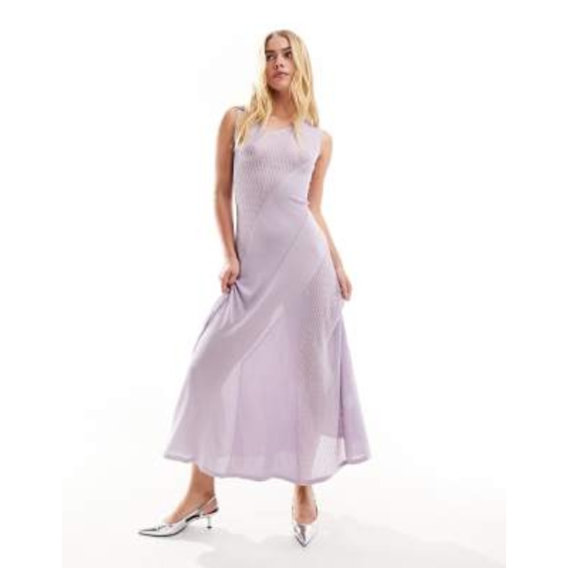 & Other Stories variegated knit midi dress in soft violet