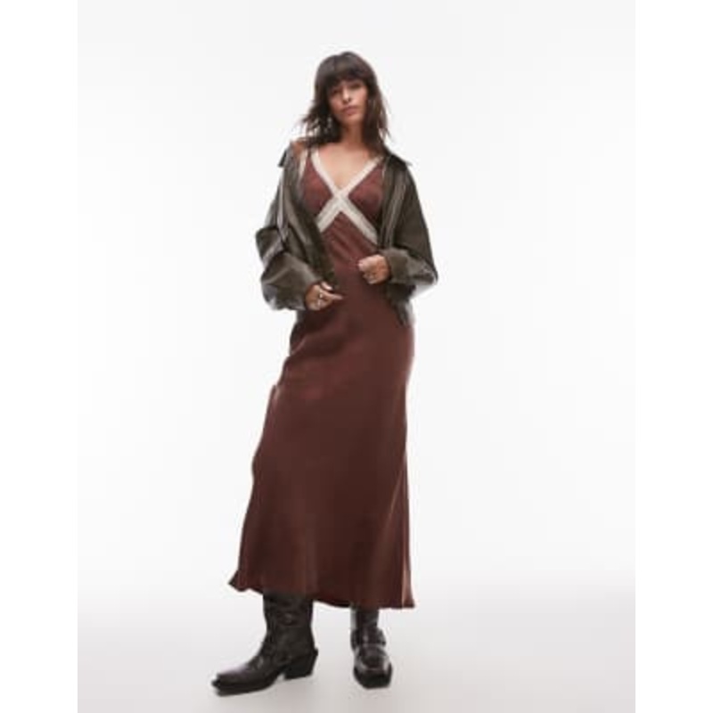 VRG GRL meet me on the dance floor maxi cami dress in chocolate