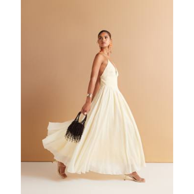 Bardot Arletha halter maxi dress in canary yellow