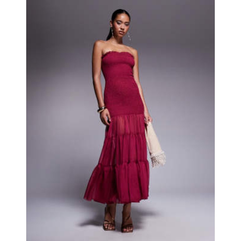 Bardot Azura strapless maxi dress in pale burgundy