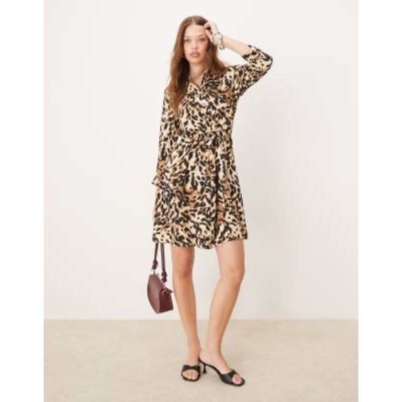 YAS mini shirt dress in leopard print