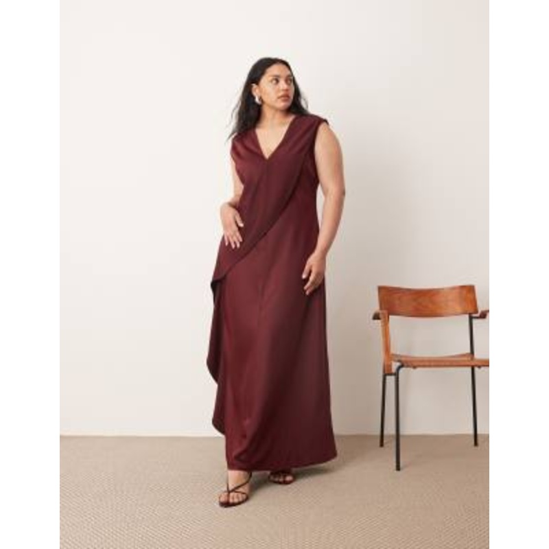ARRANGE Curve contrast panel sleeveless maxi dress in merlot