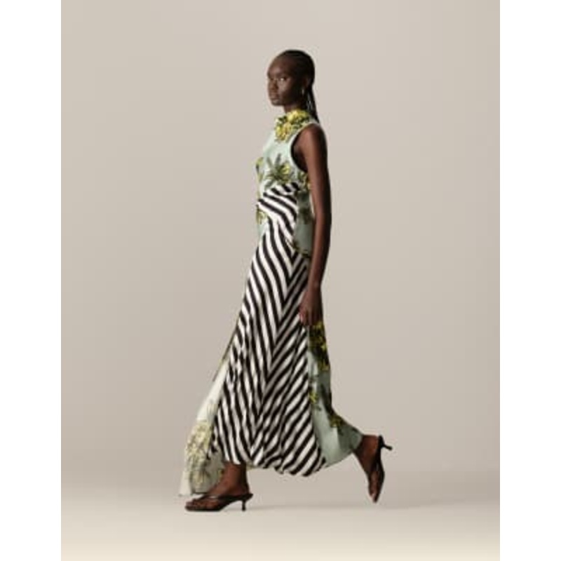 ARRANGE floral print and stripes sleeveless cowl neck maxi dress