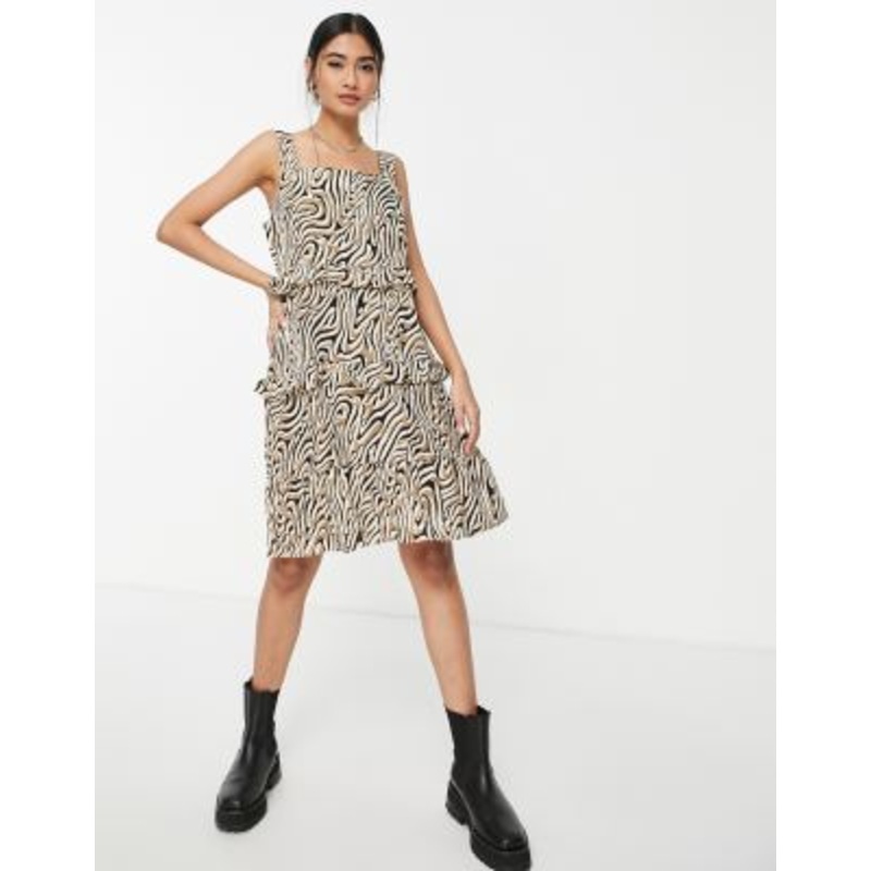 Vila tiered midi dress in animal print