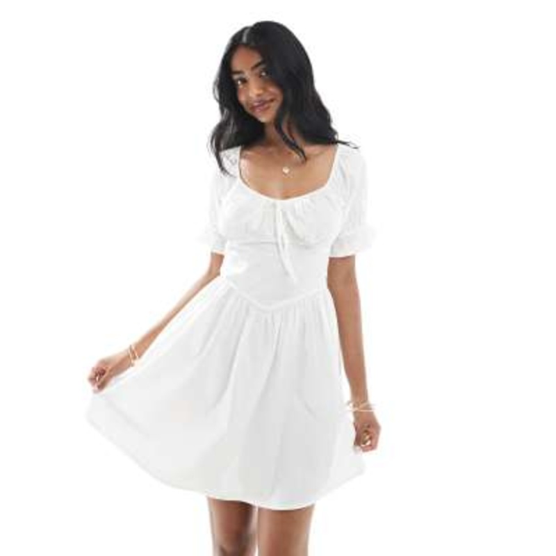 Wednesday’s Girl puff sleeve mini dress in white