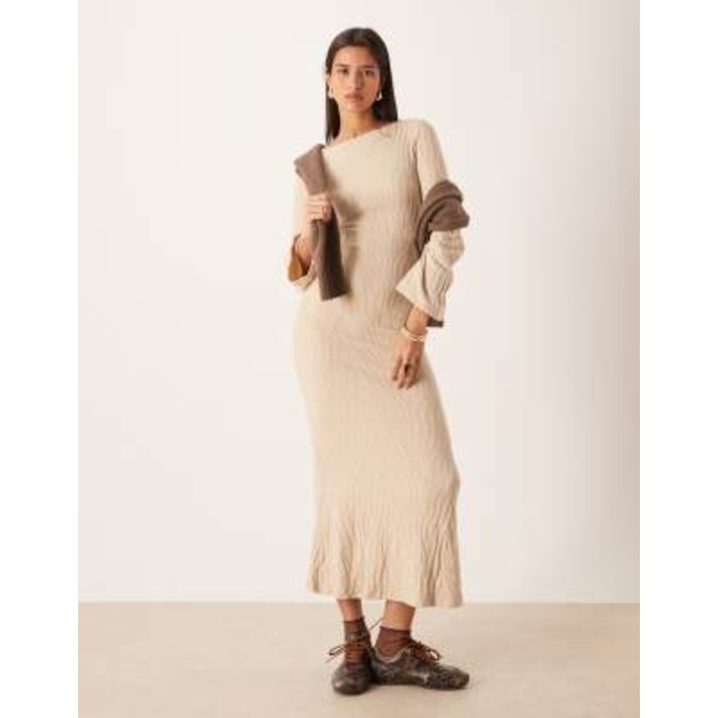 VILA knit maxi dress in neutral zebra print