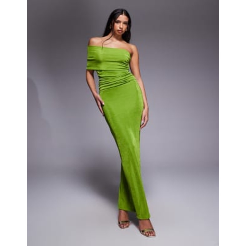 Aria Cove double layered slinky multiway bodycon maxi dress in green