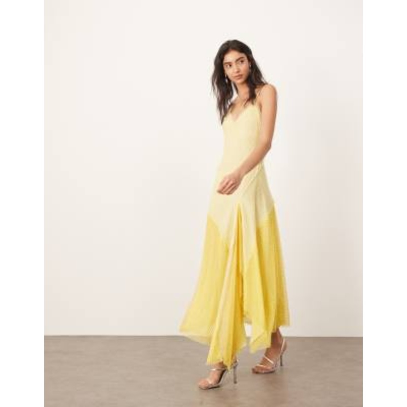 ARRANGE embellished ombre cut about maxi slip dress in yellow