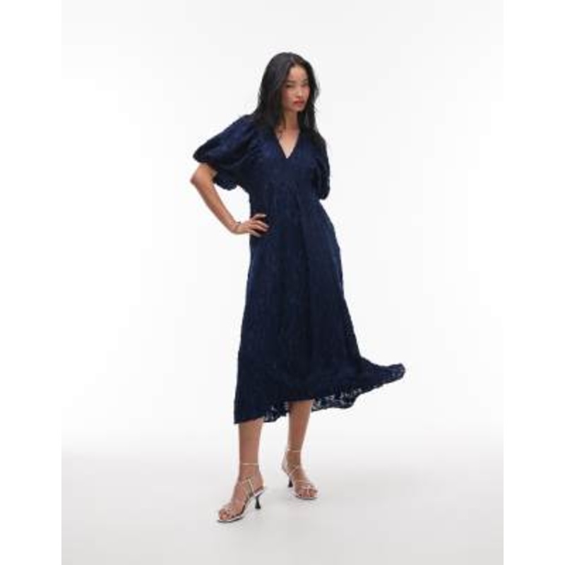 & Other Stories maxi dress with volume sleeves in 3D sheer jacquard