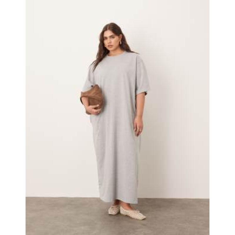 ARRANGE Curve premium heavyweight t-shirt midi dress in heather gray