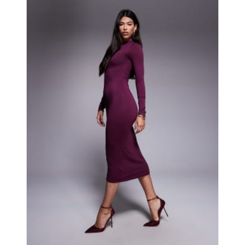 AFRM Juniper knit crepe maxi dress in fig