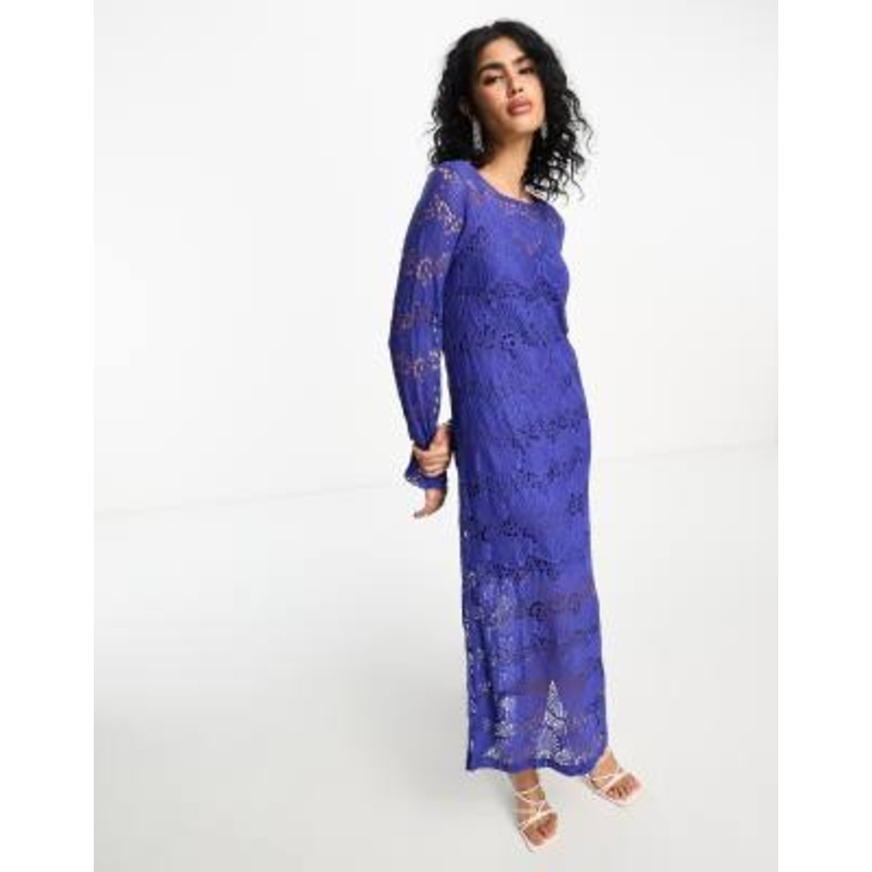 Y.A.S lace maxi dress in ultra deep blue