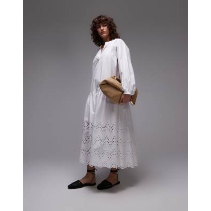 ARKET embroidered midaxi dress in white