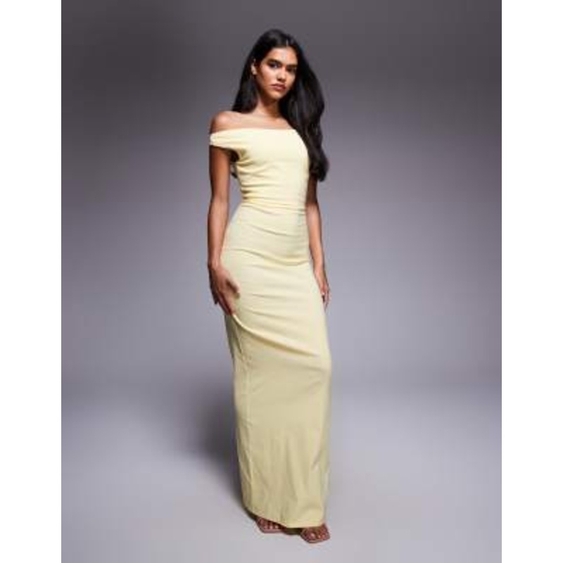 Vesper bengaline off the shoulder maxi dress in yellow