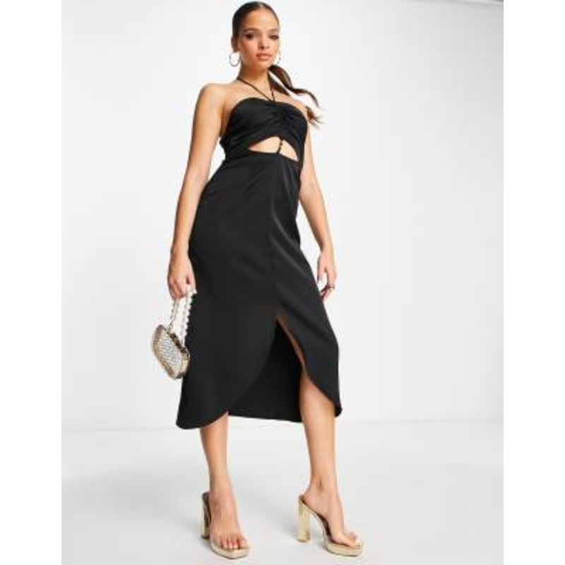 Amy Lynn satin vega cut out dress in black
