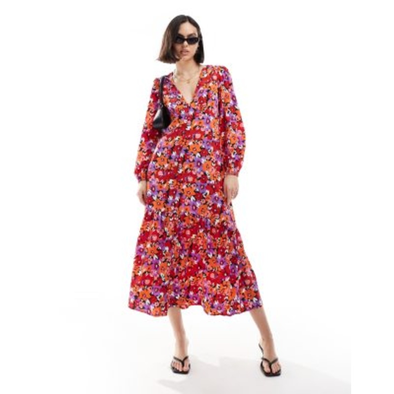 Violet Romance button up midaxi dress in floral print