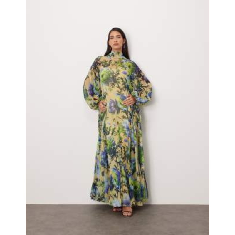 ARRANGE high neck trapeze maxi dress in in bold floral print