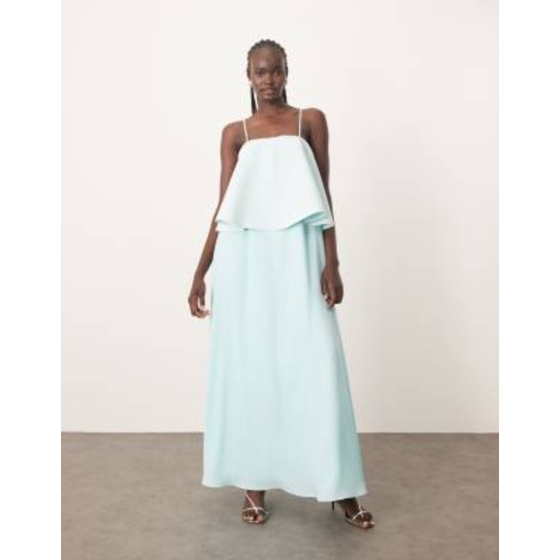 ARRANGE strappy layered volume maxi dress in light blue