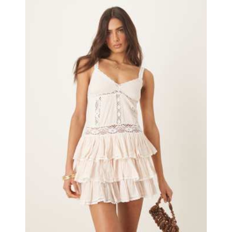 Amy Jane London Ivy tiered cami mini dress in peach
