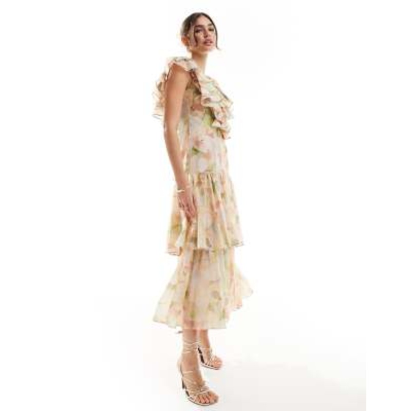 & Other Stories tiered maxi dress with ruffle detail in watercolor floral print