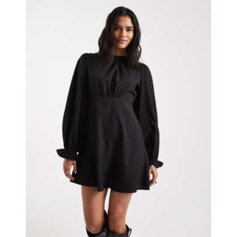 Wednesday’s Girl textured seam detailing mini dress in black