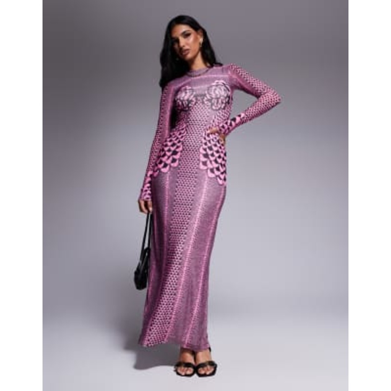 AFRM Didi maxi dress fully lined in pink petal