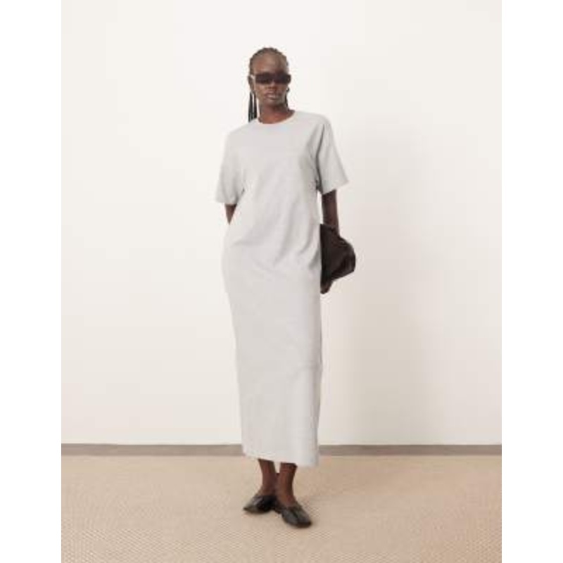 ARRANGE premium heavyweight T-shirt midi dress in gray heather