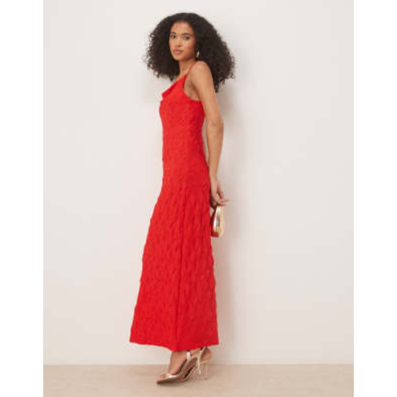 Vila textured jersey cami maxi dress in racing red