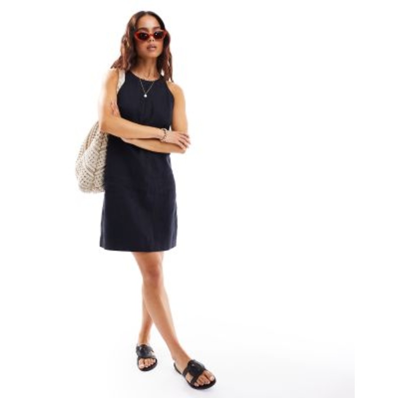 & Other Stories sleeveless linen mini dress in black