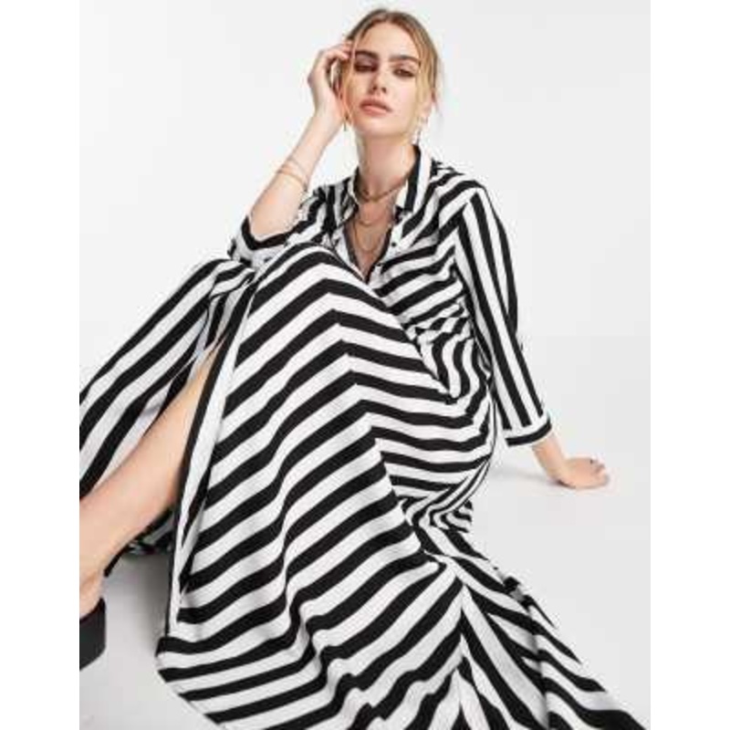 YAS maxi shirt dress in bold stripe