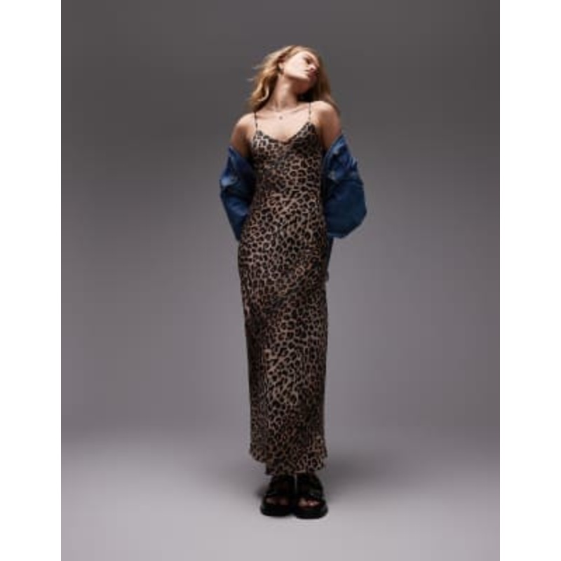 AllSaints Bryony maxi cami dress in leopard print