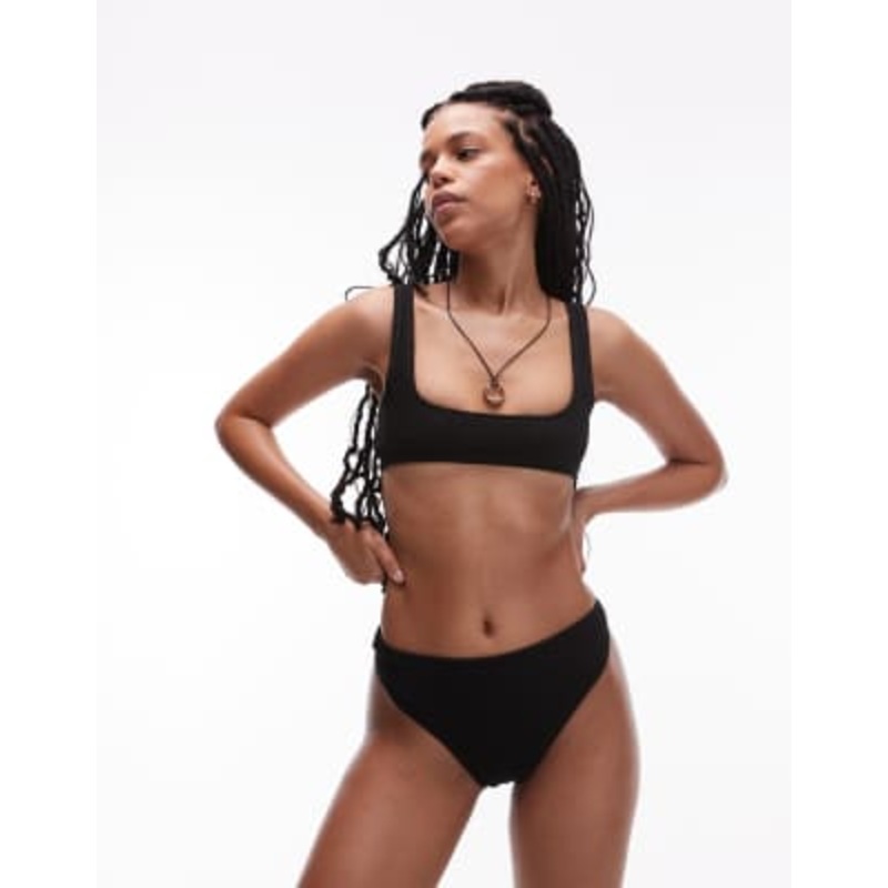 & Other Stories crinkle bikini set in black