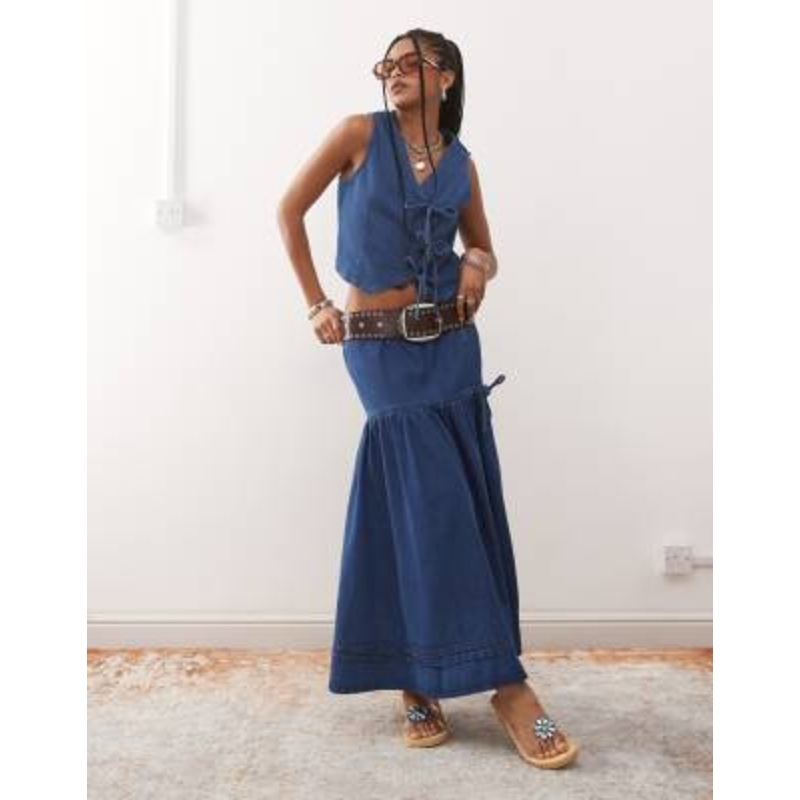 Reclaimed Vintage denim set with tie details