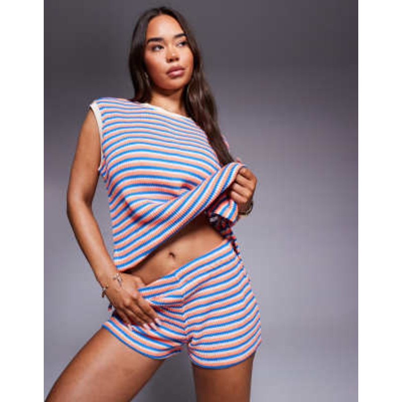 River Island textured knit set in pink stripe