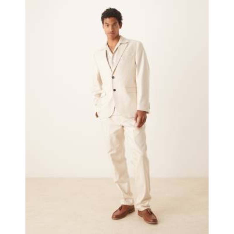 Selected Homme Ascot regular fit suit set in cream