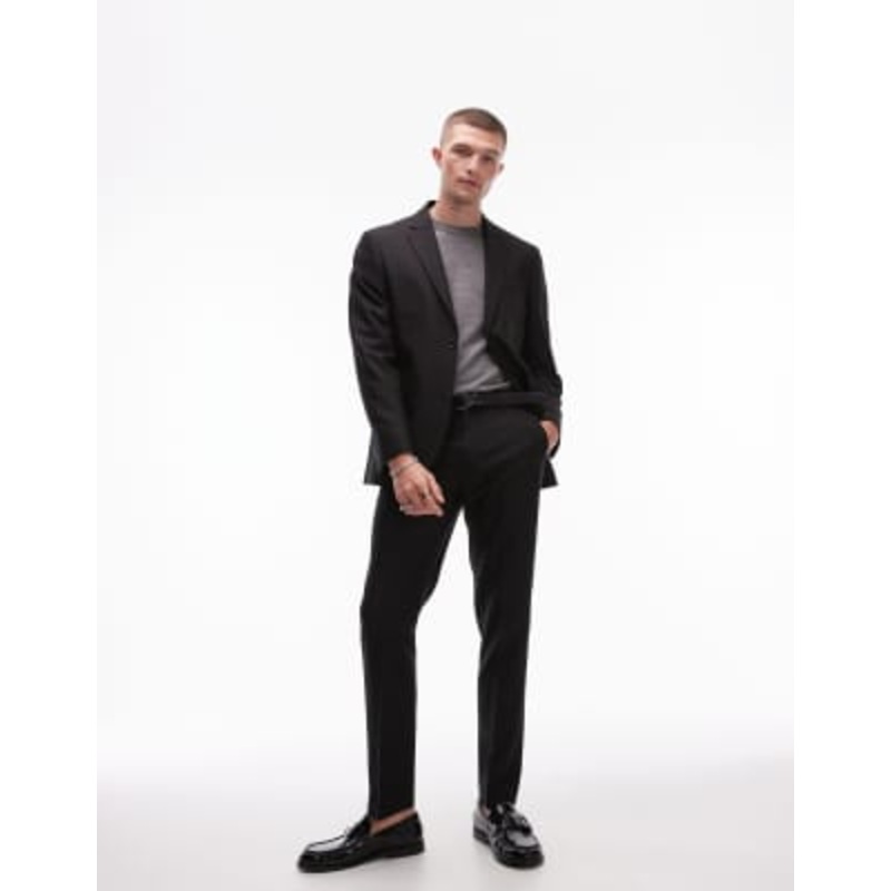 Topman skinny suit in black