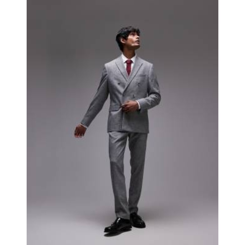 Topman skinny textured suit in gray