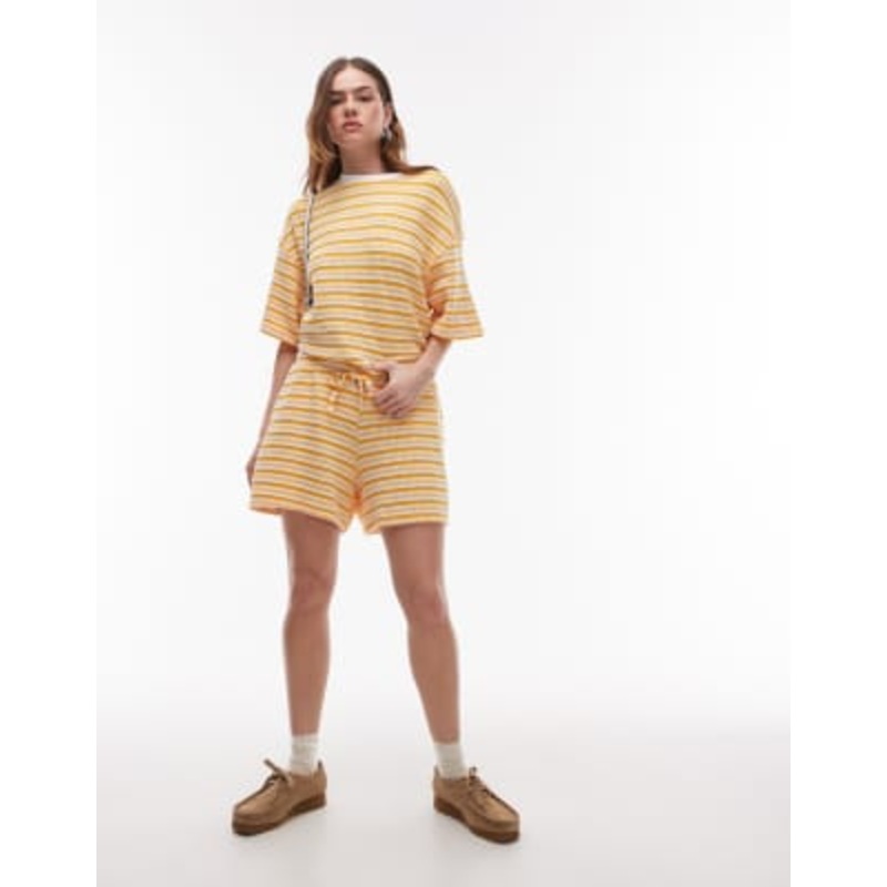 Topshop textured stripe set in orange