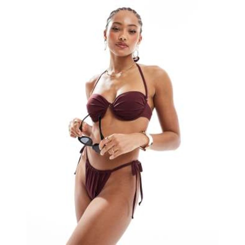 4th & Reckless underwire bikini top and bottoms set in dark red