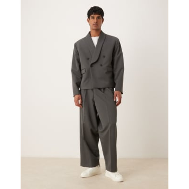 DESIGN boxy suit in charcoal twill