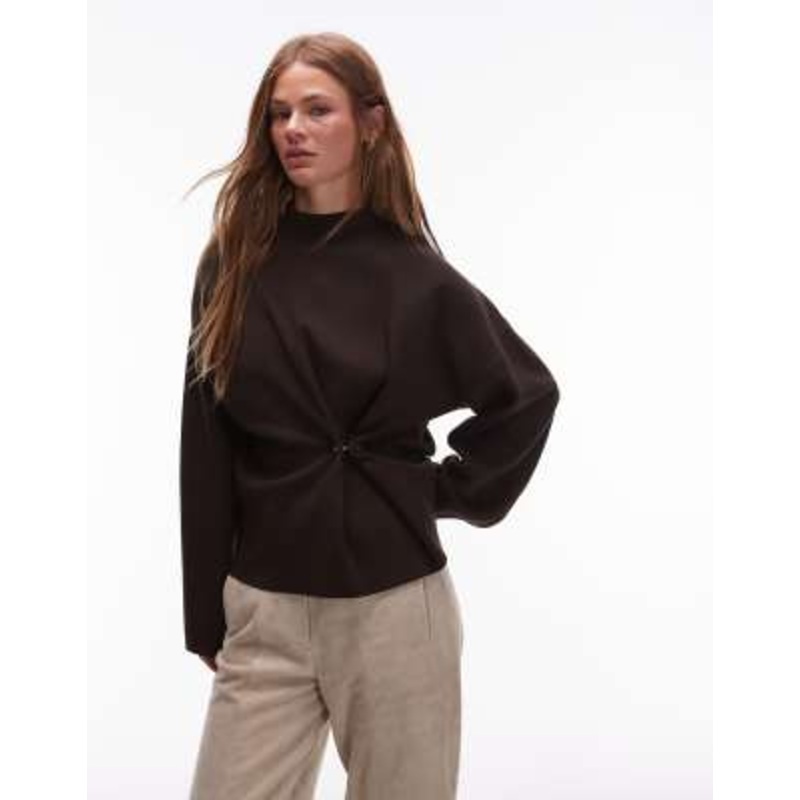 & Other Stories compact knit sweater set with asymmetric gathered faux pearls