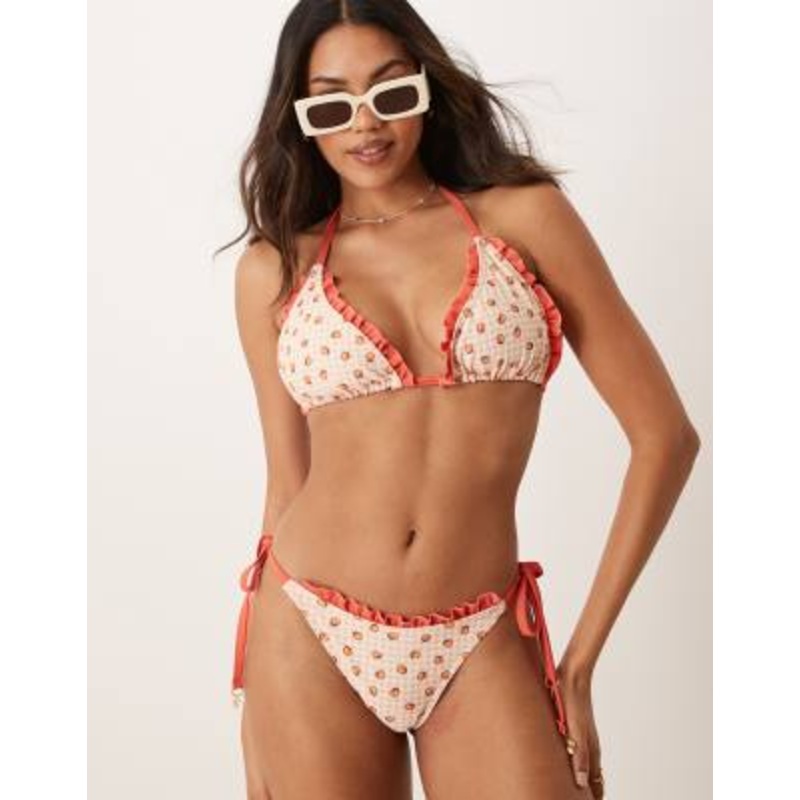 Peek & Beau Fuller Bust peach gingham bikini in orange